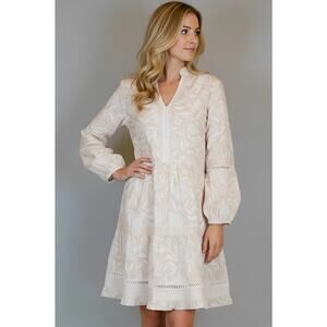 La Plage Alison Longsleeve Dress- Pomegranate- Bliss/White Size Small Cotton